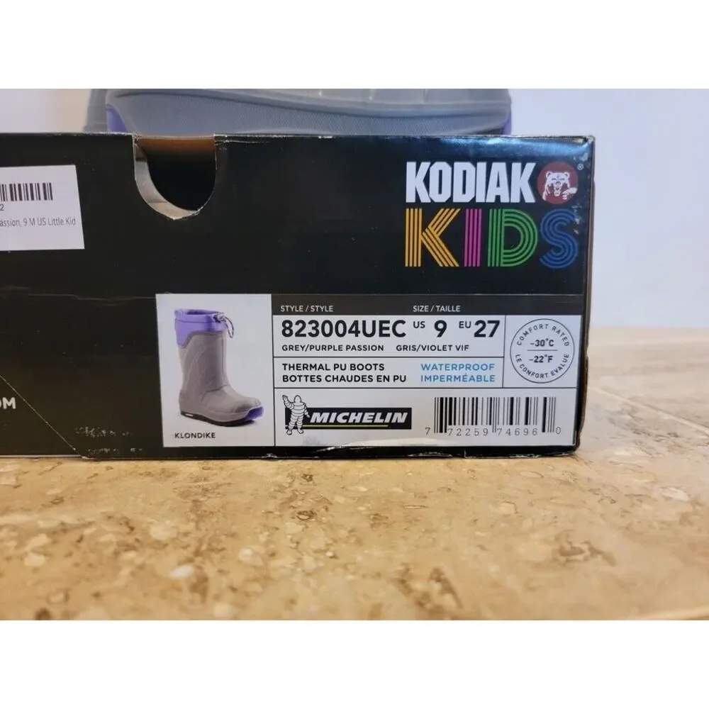 NEW Kodiak Kids Grey Purple Passion US 9 Big Kids Girls Waterproof Boots Snow Ra